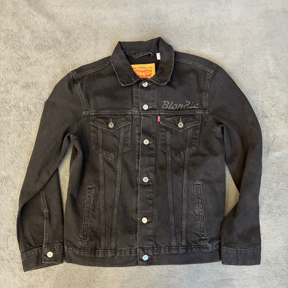 Levi's Type 3 Blondie Washed Black Button Flap Chest Trucker Jacket Women's Sz M